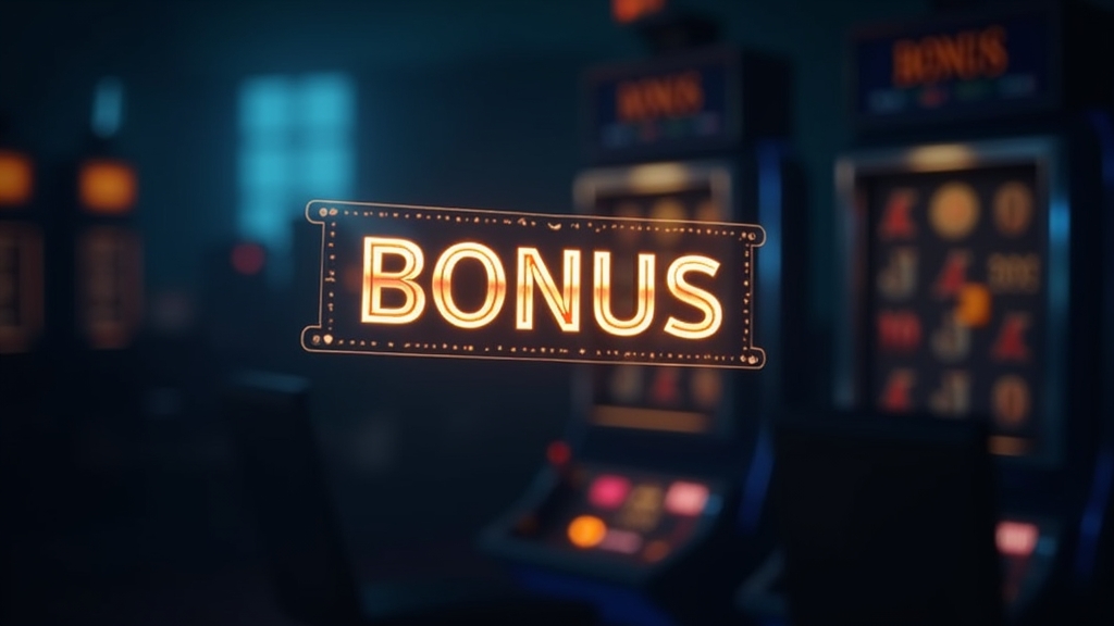 Pantalla de bono sin depósito con luces de casino y un código promocional