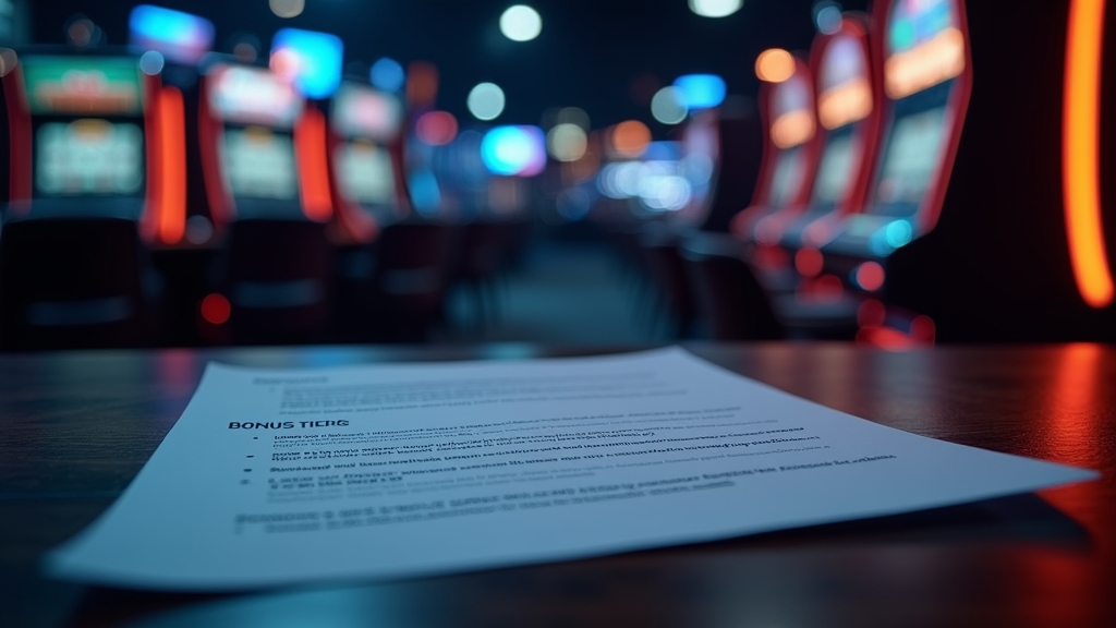 Tabla mental de condiciones del bono con luces de casino de fondo